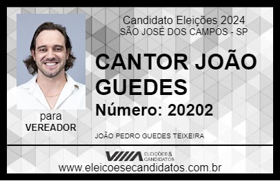 Candidato CANTOR JOÃO GUEDES 2024 - SÃO JOSÉ DOS CAMPOS - Eleições