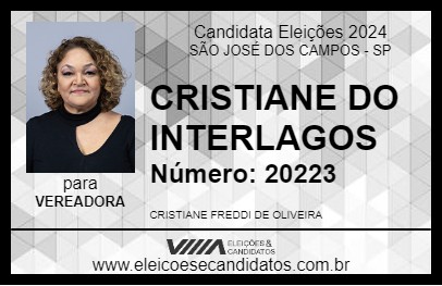 Candidato CRISTIANE DO INTERLAGOS 2024 - SÃO JOSÉ DOS CAMPOS - Eleições