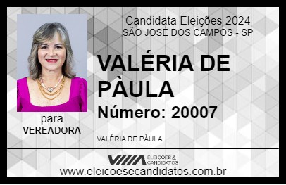 Candidato VALÉRIA DE PÀULA 2024 - SÃO JOSÉ DOS CAMPOS - Eleições