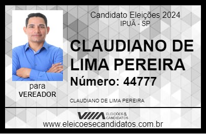 Candidato CLAUDIANO CAL 2024 - IPUÃ - Eleições