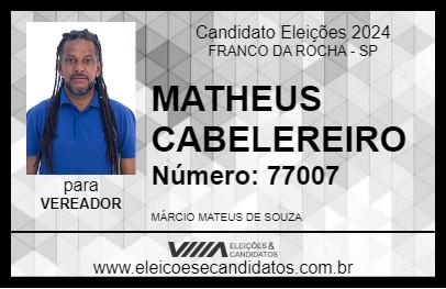 Candidato MATHEUS CABELEREIRO 2024 - FRANCO DA ROCHA - Eleições