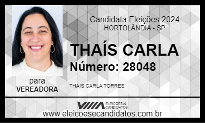 Candidato THAÍS CARLA 2024 - HORTOLÂNDIA - Eleições