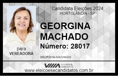 Candidato GEORGINA MACHADO 2024 - HORTOLÂNDIA - Eleições