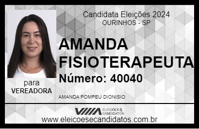 Candidato AMANDA FISIOTERAPEUTA 2024 - OURINHOS - Eleições