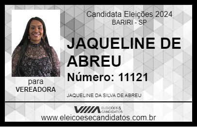 Candidato JAQUELINE DE ABREU 2024 - BARIRI - Eleições