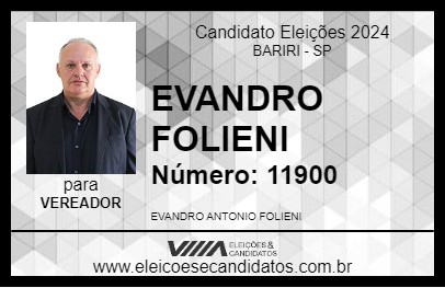 Candidato EVANDRO FOLIENI 2024 - BARIRI - Eleições