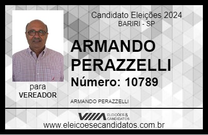 Candidato ARMANDO PERAZZELLI 2024 - BARIRI - Eleições