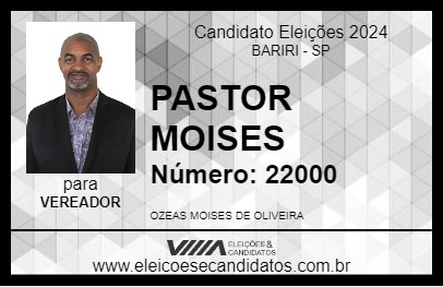 Candidato PASTOR MOISES 2024 - BARIRI - Eleições