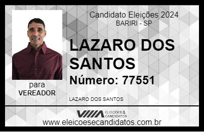 Candidato LAZARO DOS SANTOS 2024 - BARIRI - Eleições