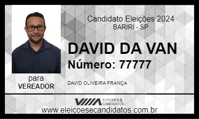 Candidato DAVID DA VAN 2024 - BARIRI - Eleições