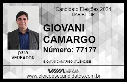 Candidato GIOVANI CAMARGO 2024 - BARIRI - Eleições