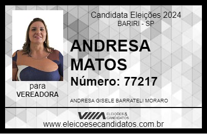 Candidato ANDRESA MATOS 2024 - BARIRI - Eleições