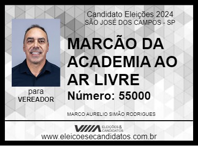 Candidato MARCÃO DA ACADEMIA AO AR LIVRE 2024 - SÃO JOSÉ DOS CAMPOS - Eleições