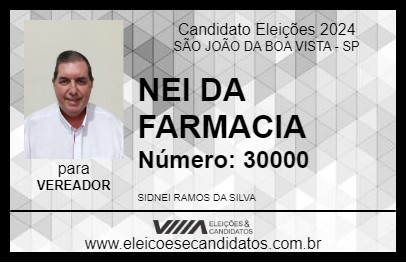 Candidato NEI DA FARMACIA 2024 - SÃO JOÃO DA BOA VISTA - Eleições