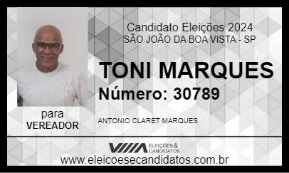 Candidato TONI MARQUES 2024 - SÃO JOÃO DA BOA VISTA - Eleições