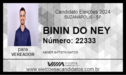 Candidato BININ DO NEY 2024 - SUZANÁPOLIS - Eleições