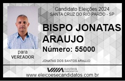 Candidato BISPO JONATAS ARAUJO 2024 - SANTA CRUZ DO RIO PARDO - Eleições