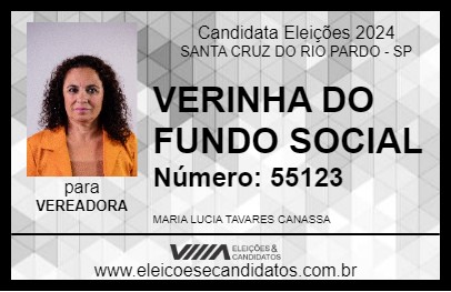 Candidato VERINHA DO FUNDO SOCIAL 2024 - SANTA CRUZ DO RIO PARDO - Eleições