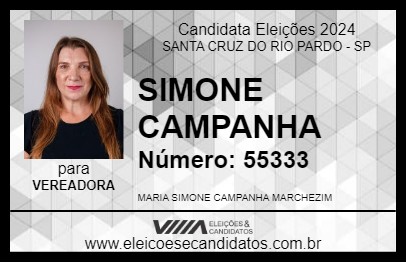 Candidato SIMONE CAMPANHA 2024 - SANTA CRUZ DO RIO PARDO - Eleições