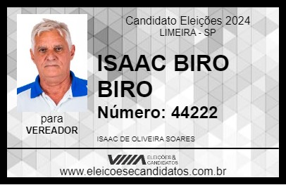 Candidato ISAAC BIRO BIRO 2024 - LIMEIRA - Eleições