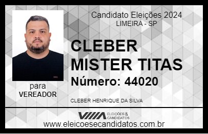 Candidato CLEBER MISTER TITAS 2024 - LIMEIRA - Eleições