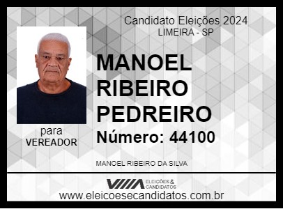 Candidato MANOEL RIBEIRO PEDREIRO 2024 - LIMEIRA - Eleições