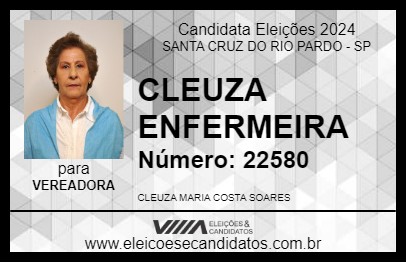 Candidato CLEUZA ENFERMEIRA 2024 - SANTA CRUZ DO RIO PARDO - Eleições