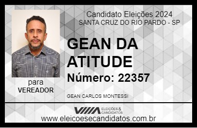 Candidato GEAN DA ATITUDE 2024 - SANTA CRUZ DO RIO PARDO - Eleições