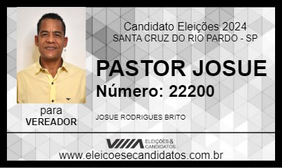 Candidato PASTOR JOSUE 2024 - SANTA CRUZ DO RIO PARDO - Eleições