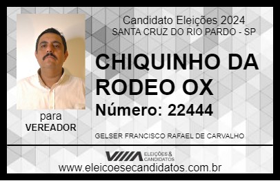 Candidato CHIQUINHO DA RODEO OX 2024 - SANTA CRUZ DO RIO PARDO - Eleições