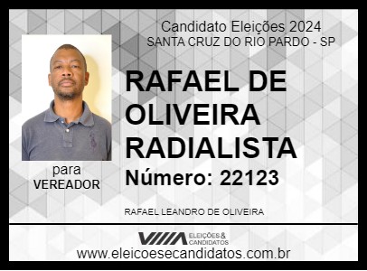 Candidato RAFAEL DE OLIVEIRA RADIALISTA 2024 - SANTA CRUZ DO RIO PARDO - Eleições