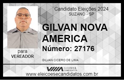 Candidato GILVAN NOVA AMERICA 2024 - SUZANO - Eleições