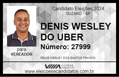 Candidato DENIS WESLEY DO UBER 2024 - SUZANO - Eleições