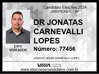 Candidato DR JONATAS CARNEVALLI LOPES 2024 - JABOTICABAL - Eleições