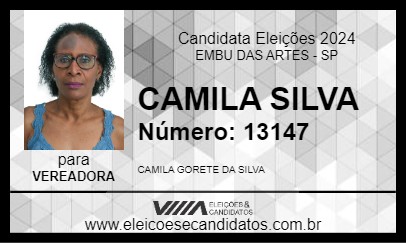 Candidato CAMILA SILVA 2024 - EMBU DAS ARTES - Eleições