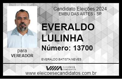 Candidato EVERALDO LULINHA 2024 - EMBU DAS ARTES - Eleições