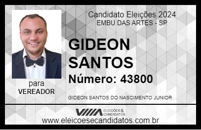 Candidato GIDEON SANTOS JUNIOR 2024 - EMBU DAS ARTES - Eleições