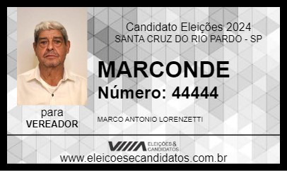 Candidato MARCONDE 2024 - SANTA CRUZ DO RIO PARDO - Eleições