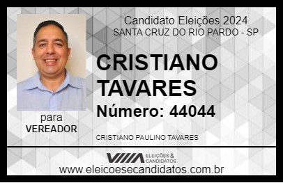 Candidato CRISTIANO TAVARES 2024 - SANTA CRUZ DO RIO PARDO - Eleições