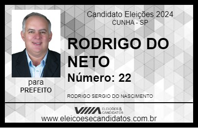 Candidato RODRIGO DO NETO 2024 - CUNHA - Eleições