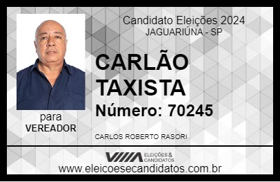 Candidato CARLÃO TAXISTA 2024 - JAGUARIÚNA - Eleições