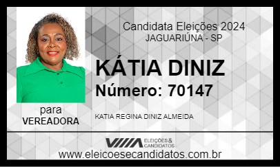 Candidato KATIA DINIZ 2024 - JAGUARIÚNA - Eleições