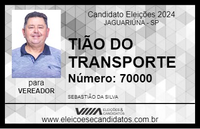 Candidato TIÃO DO TRANSPORTE 2024 - JAGUARIÚNA - Eleições