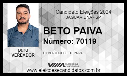 Candidato BETO PAIVA 2024 - JAGUARIÚNA - Eleições