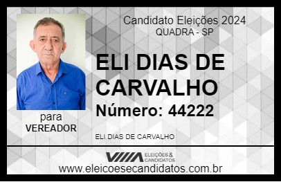 Candidato ELI DIAS DE CARVALHO 2024 - QUADRA - Eleições