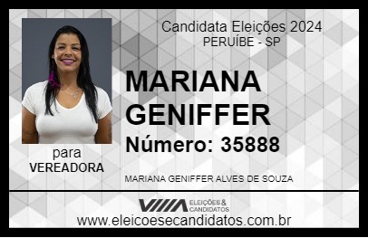 Candidato MARIANA GENIFFER 2024 - PERUÍBE - Eleições