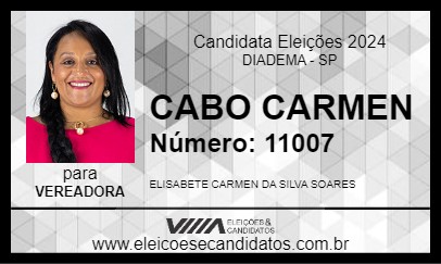 Candidato CABO CARMEN 2024 - DIADEMA - Eleições