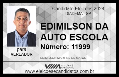 Candidato EDIMILSON DA AUTO ESCOLA 2024 - DIADEMA - Eleições