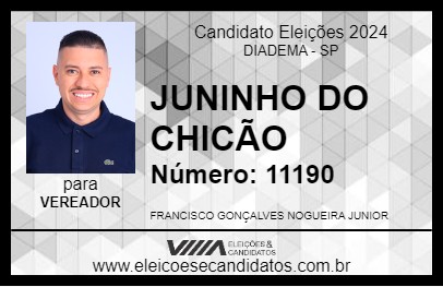 Candidato JUNINHO DO CHICÃO 2024 - DIADEMA - Eleições