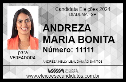 Candidato ANDREZA MARIA BONITA 2024 - DIADEMA - Eleições